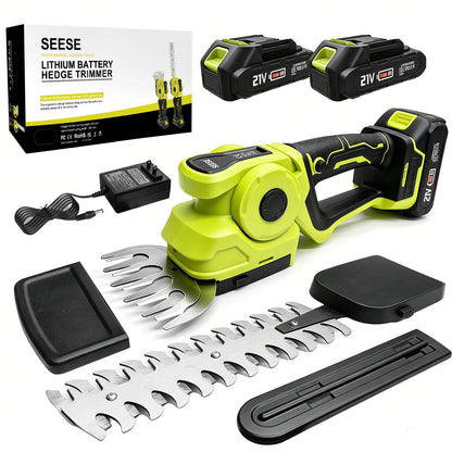 Cordless Grass Shear & Hedge Trimmer with Dual 21V Batteries