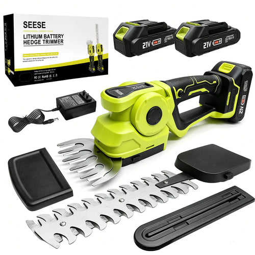 Cordless Grass Shear & Hedge Trimmer with Dual 21V Batteries