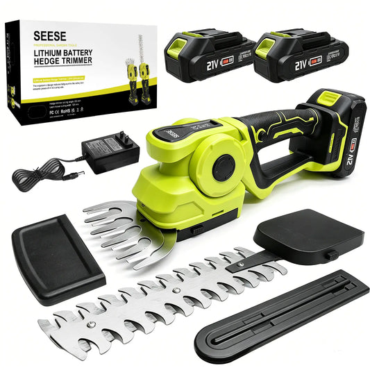Cordless Grass Shear & Hedge Trimmer with Dual 21V Batteries